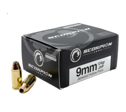 SCORPION AMO 9MM 124GR JHP 20RD BOX ( 10 BOXES PER CASE)
