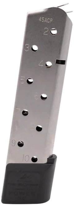 CHIP MCCORMICK CUSTOM CMC Products 15150 Power Mag  10rd 45 ACP Fits 1911 Government Stainless Steel w/ Black Base Pad