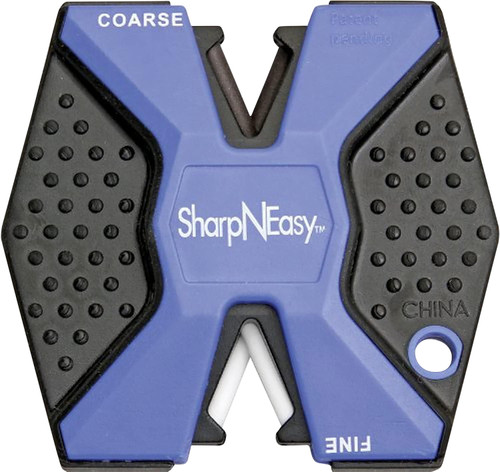 ACCUSHARP/FORTUNEPRODINC AccuSharp 334CD SharpNEasy 2-Step Sharpener Hand Held Fine/Coarse Ceramic Stone Sharpener Plastic Handle Black/Blue 24