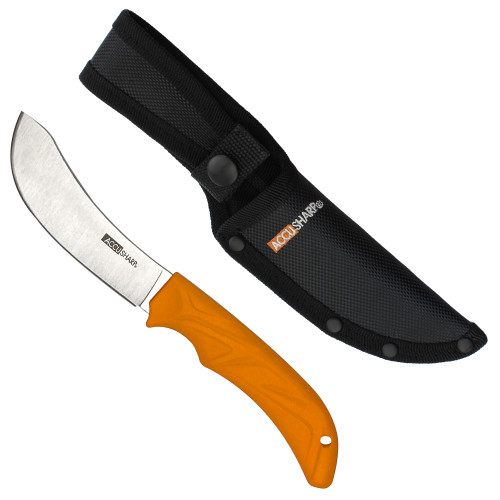 ACCUSHARP/FORTUNEPRODINC AccuSharp 732C Butcher  4" Fixed Butcher Plain Stainless Steel Blade/Blaze Orange Ergonomic Anti-Slip Rubber Handle