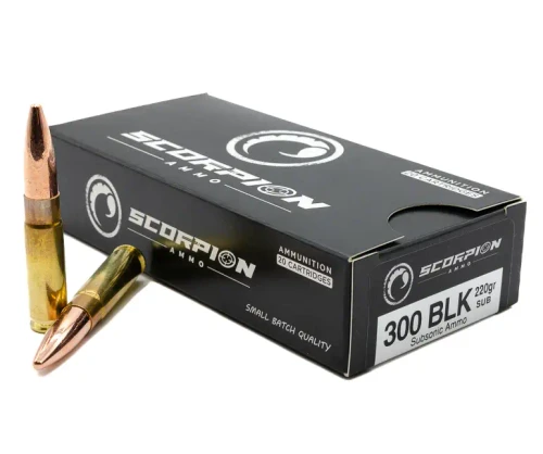 SCORPION AMO SUBSONIC 300 BLK 220GR FMJ 20RD BOX ( 20 BOXES PER CASE)