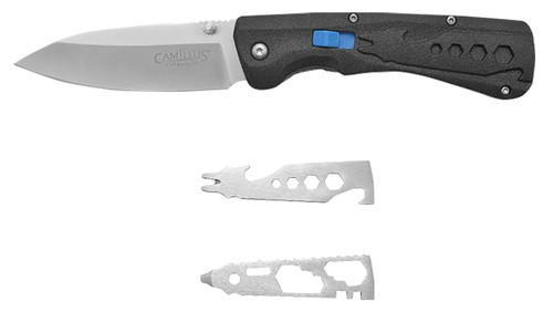 GSM OUTDOORS Camillus 19368 Inject  3.25" Folding Drop Point Silver Carbonitride Titanium D2 Steel Blade, Black Textured Carbon Fiber Handle