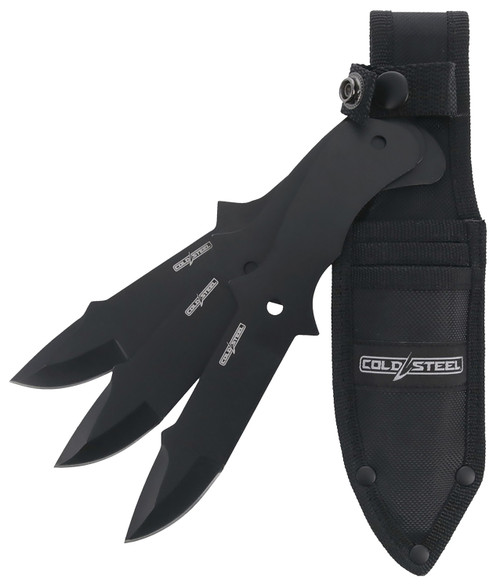 COLD STEEL (GSM) Cold Steel CSTH80KVC3PK Throwing Knives  Set of 3 Fixed 8" Drop Point Plain Black Oxide 420 Stainless Steel Blade, Includes Sheath