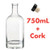 Spirit Bottle, Glass Liquor Bottle, Clear, 750mL, Synthetic Cork Stopper Included, Single