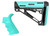 HOGUE COMBAT GRIPS INC Hogue 13455 OverMolded 2-Piece Kit Collapsible Aqua OverMolded Rubber Black & Aqua Rubber Grip for AR15, M16 with Commercial Tube (Tube Not Included)