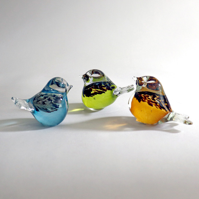 Bianco Blu Glass Birds