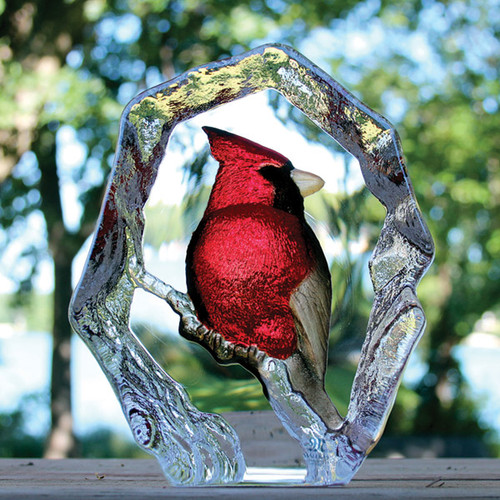 Mats Jonasson Cardinal Crystal Block - Ingebretsen's Nordic