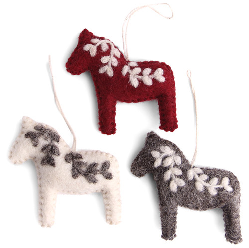 Wool Dala Horse Ornaments
