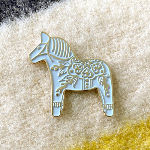 Blue Dala Horse Enamel Pin