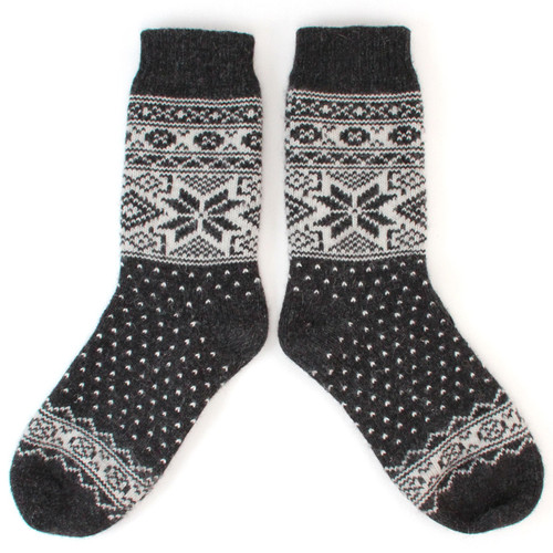 Charcoal Selbu Style Wool Socks