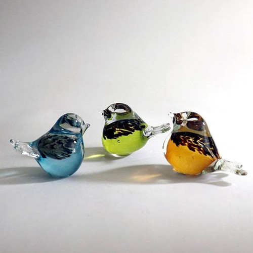 Bianco Blu Glass Birds