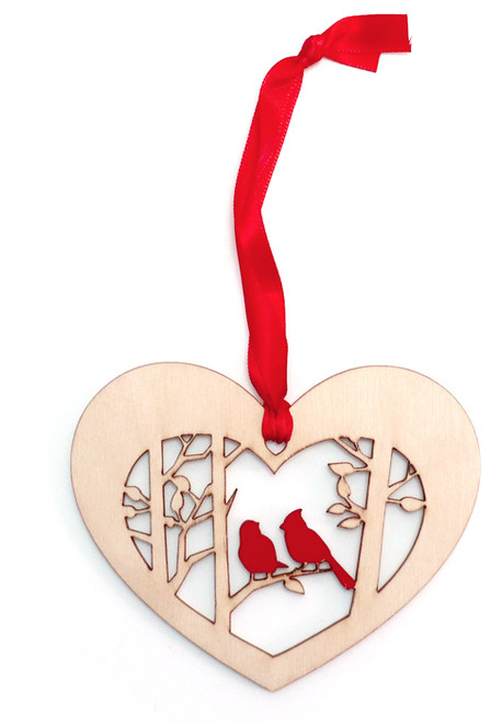 Cardinals in Heart Ornament