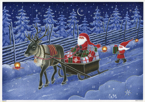 Tomte and Reindeer Sleigh Advent Calendar