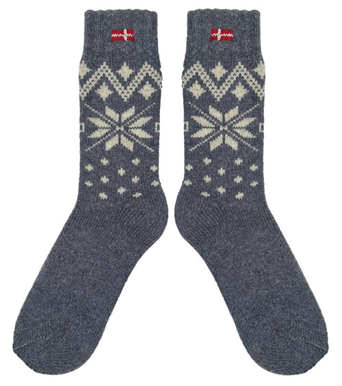 Wool Snowflake Socks - Denim