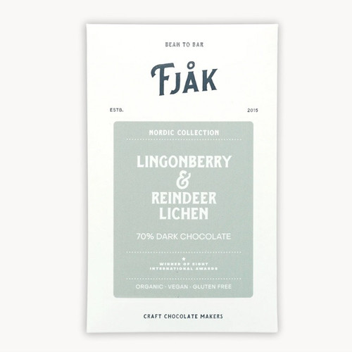 Fjåk Lingonberry & Lichen Dark Chocolate Bar