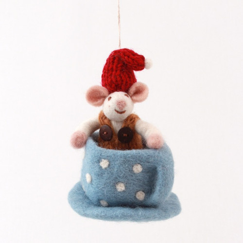Felt Mouse in Coffee Cup