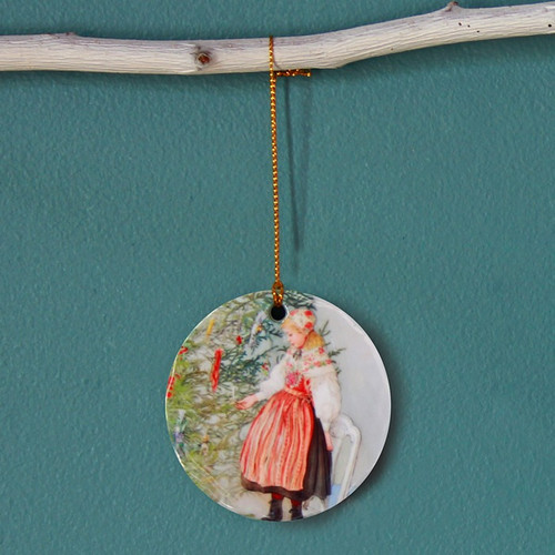 Girl at Tree Ceramic Ornament