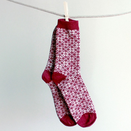 Wool Wear - Wine with Selbu Stars Socks