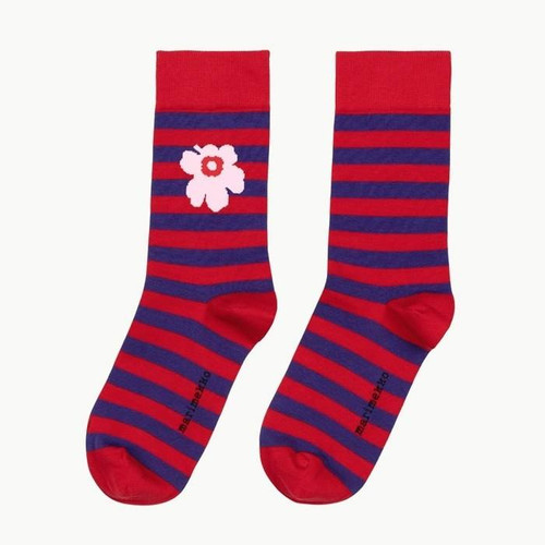 Marimekko Tasaraita Socks - Red & Violet
