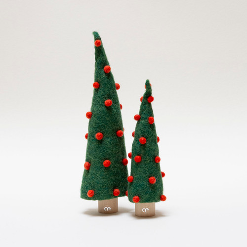 Green & Red Felted Christmas Trees
