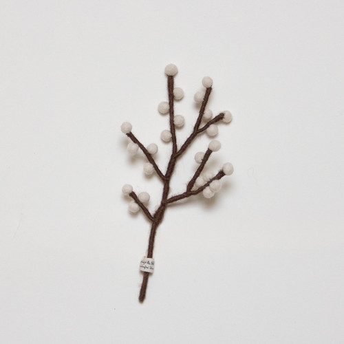 Felt Mini Branch with White Berries
