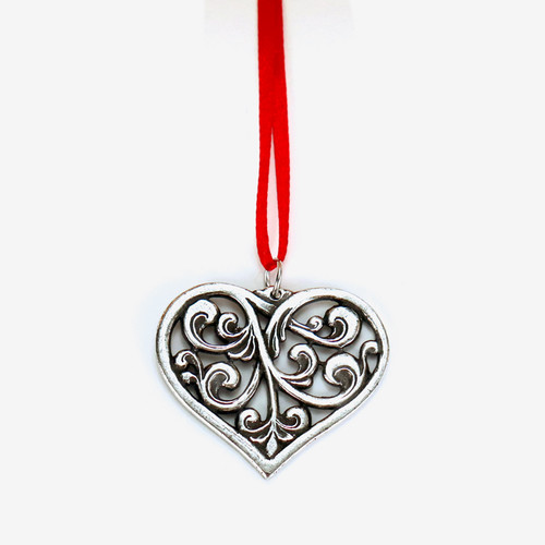 Acanthus Heart Pewter Ornament