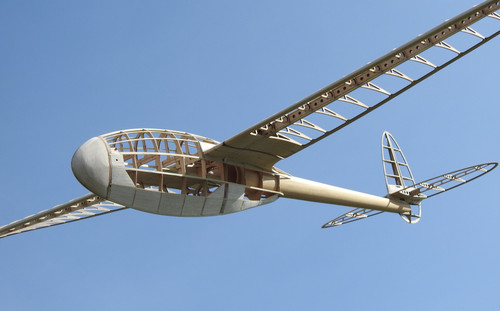 Jaguar is an SAM antique competition glider model.
Once covered, this beautifully crafted wooden structure becomes a high-performance glider model with outstanding flight characteristics.
It is constantly ranked among the best at both the international and the National competitions!