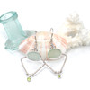 Seafoam Sea Glass and Peridot Trinity Halo Earrings