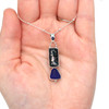 Cobalt Sea Glass and Midnight Blue Ancient Roman Glass Necklace on model for color reference.