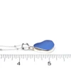 Cornflower Pear Sea Glass Single Bezel Necklace on ruler for size reference.