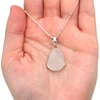 White Sea Glass Single Bezel Necklace on model for color reference.