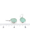 Seafoam Sea Glass Single Bezel Earrings on ruler for size reference.