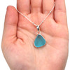 Turquoise Sea Glass Single Bezel Necklace on model for color reference.