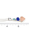 Pink Petal Blues Sea Glass Three Tier Necklace on ruler for size reference.