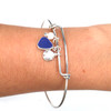 Cobalt Sea Glass Sand Dollar and Pearl Sea Glass Adjustable Bangle Bracelet on model for color reference.