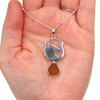 Amber Sea Glass Stallion Necklace on model for color reference.