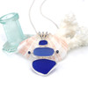 Cobalt and Cornflower Sea Glass and Sapphire Tidal Trio Necklace