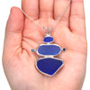Cobalt and Cornflower Sea Glass and Sapphire Tidal Trio Necklace on model for color reference.
