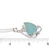Aqua Ice Sea Glass Whirlwind Necklace on ruler for size reference.