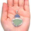 Cornflower and Seafoam Sea Glass Enchanted Cove Double Necklace on model for color reference.