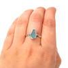 Aqua Sea Glass Stack Ring - Size 8 on model for color reference.