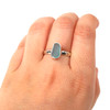 Aqua Sea Glass Stack Ring - Size 10 on model for color reference.