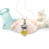 Yellow Electric UV Sea Glass Double Pumpkin Necklace