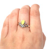 Yellow UV Milk Glass Glass Spider Ring - Size 9 on model for color reference.