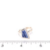 Blue and White Tropical Leaf Sea Pottery Wave Ring - Size 9 on ruler for size reference. 
