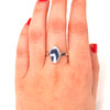 Blue and White Striped Sea Pottery Wave Ring - Size 9 on model for color reference. 