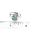 Aqua Elongated Sea Glass Lily Ring - Size 9 on ruler for size reference.