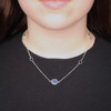 Berry Blues 3 Stone Sea Glass 16"-18" Lariat Necklace model
