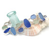 Cornflower and Seafoam Multistone Sea Glass Toggle Bracelet
