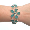 Alluring Aqua Flower 15 Stone Sea Glass Toggle Bracelet on wrist for color reference